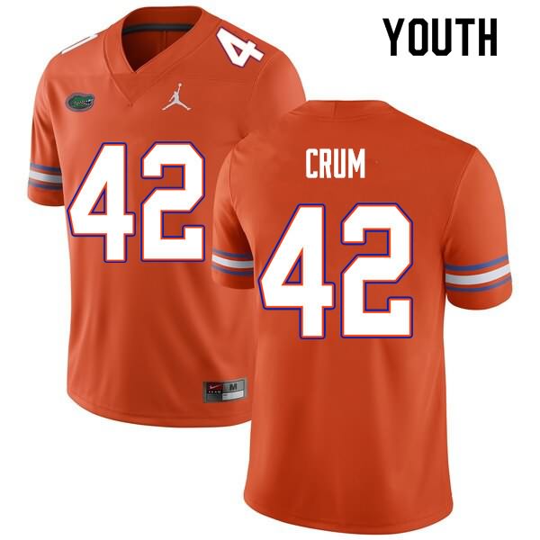 NCAA Florida Gators Quaylin Crum Youth #42 Nike Orange Stitched Authentic College Football Jersey HXV3064ZX